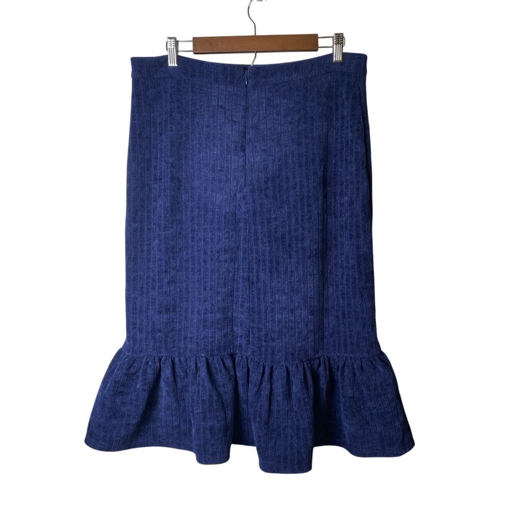 MAEVE by Anthropolgie Nell Flounced Navy Blue Midi Skirt Women's Size Large NWT - Picture 4 of 10